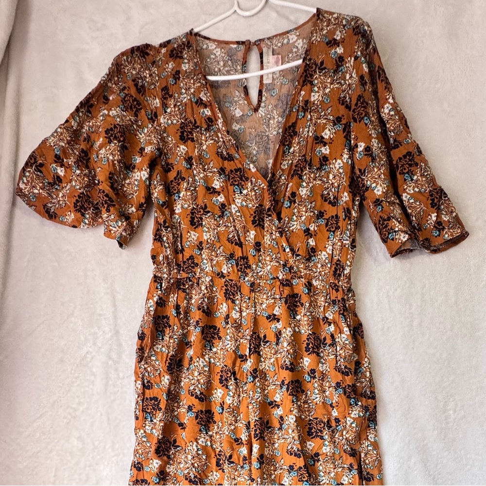 Band of Gypsies Rust Floral Jumpsuit